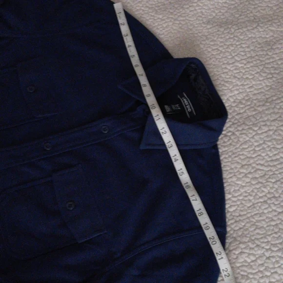 Lands' End Men's Large Tall Fleece Navy Blue Button Down Shirt - Picture 11 of 15
